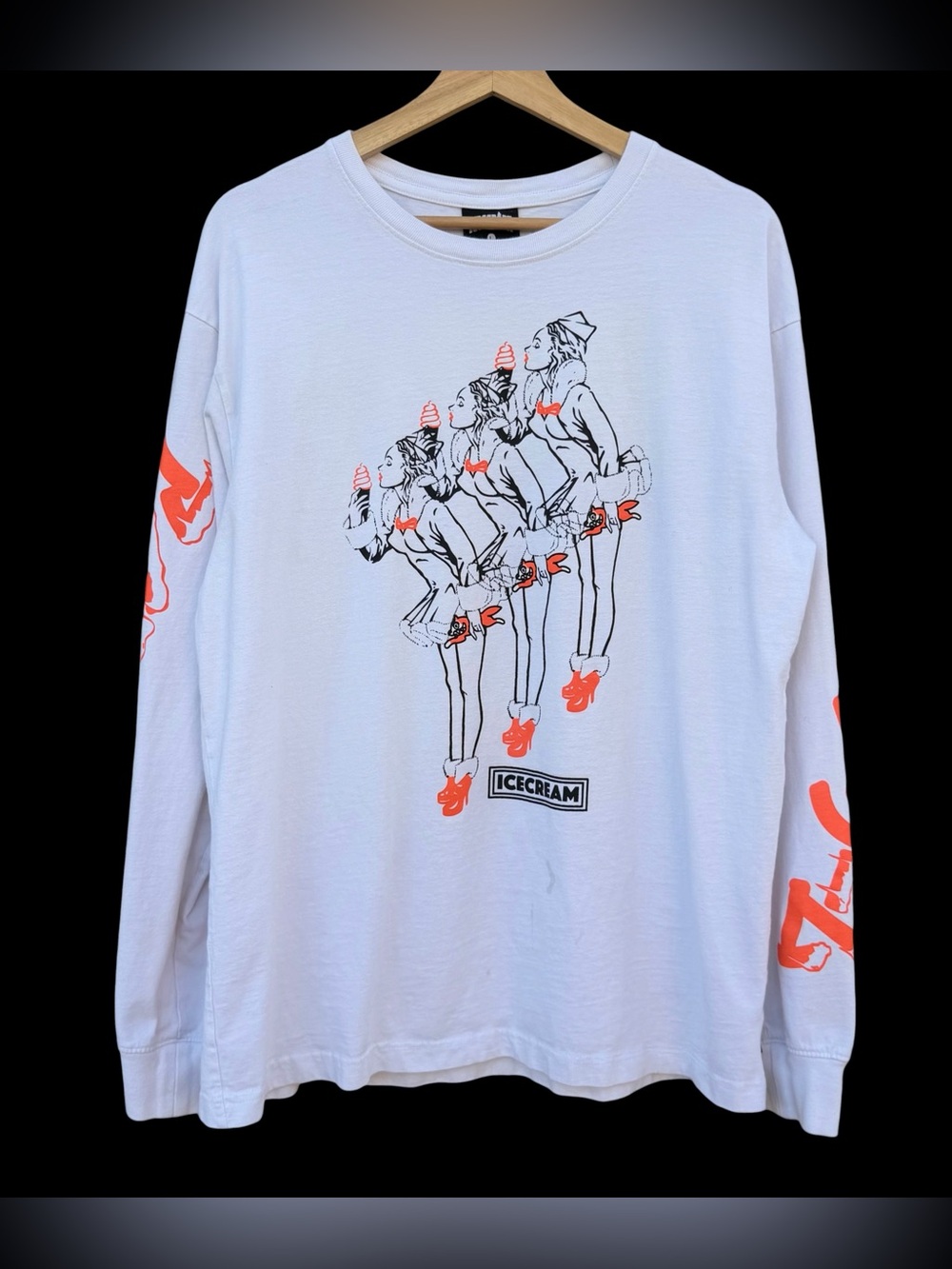 ICECREAM Ski Welt Long Sleeve T-Shirt White Size Large *Flaws*